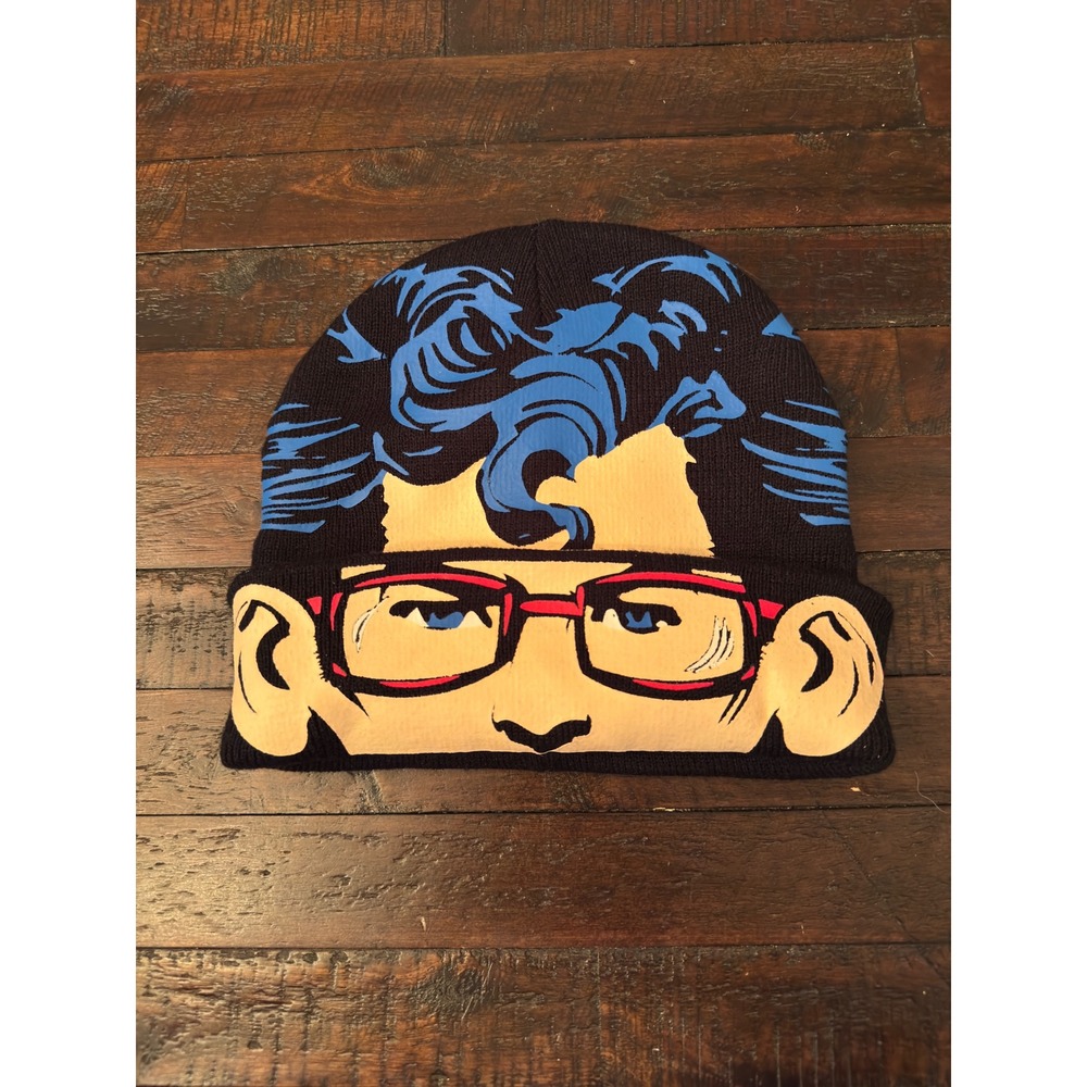 DC Comics Superman Clark Kent Knit Beanie Hat Black Blue Red Graphic Cuffed